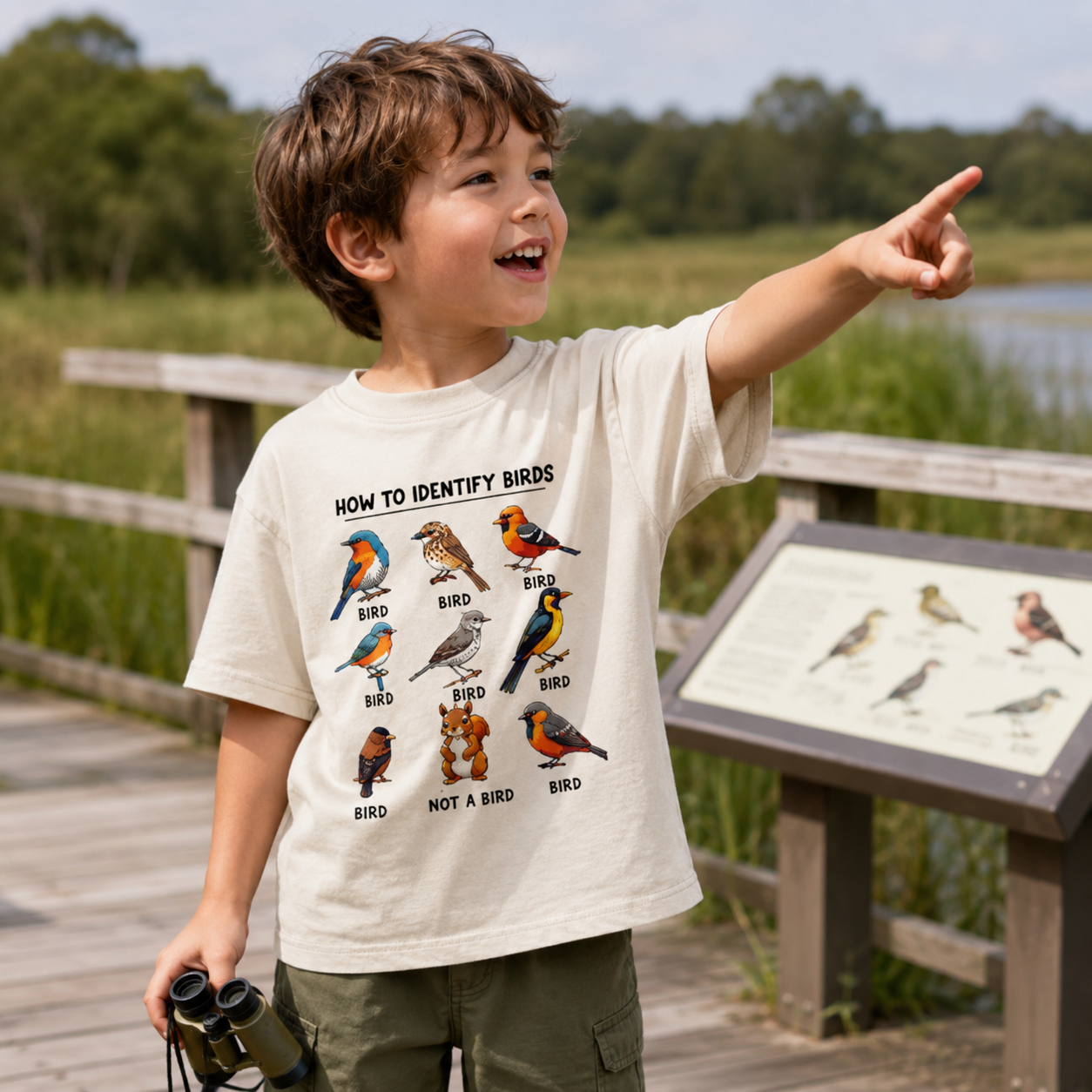 Funny Bird How to Identify Birds Kids Washed T-Shirt