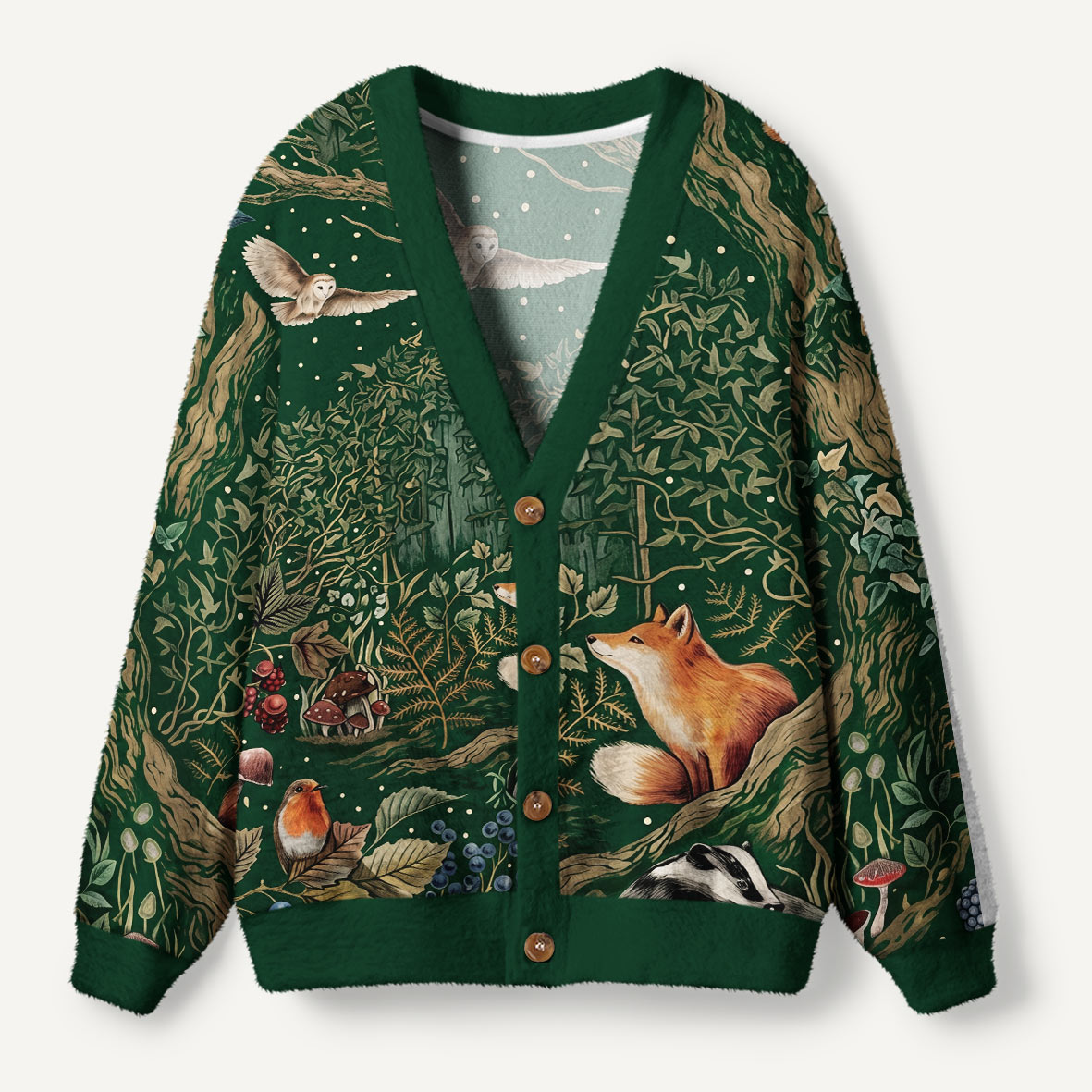 Woodland Tapestry Animal Premium Ugly Cardigan Sweaters