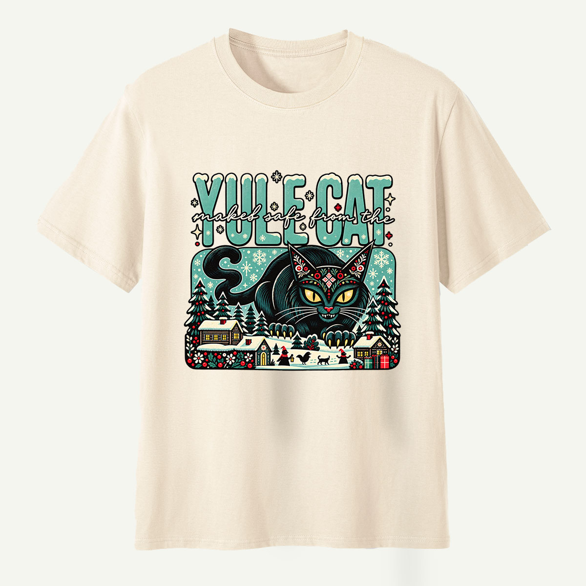 Yule Cat Naked Safe From The Christmas Cat T-Shirt