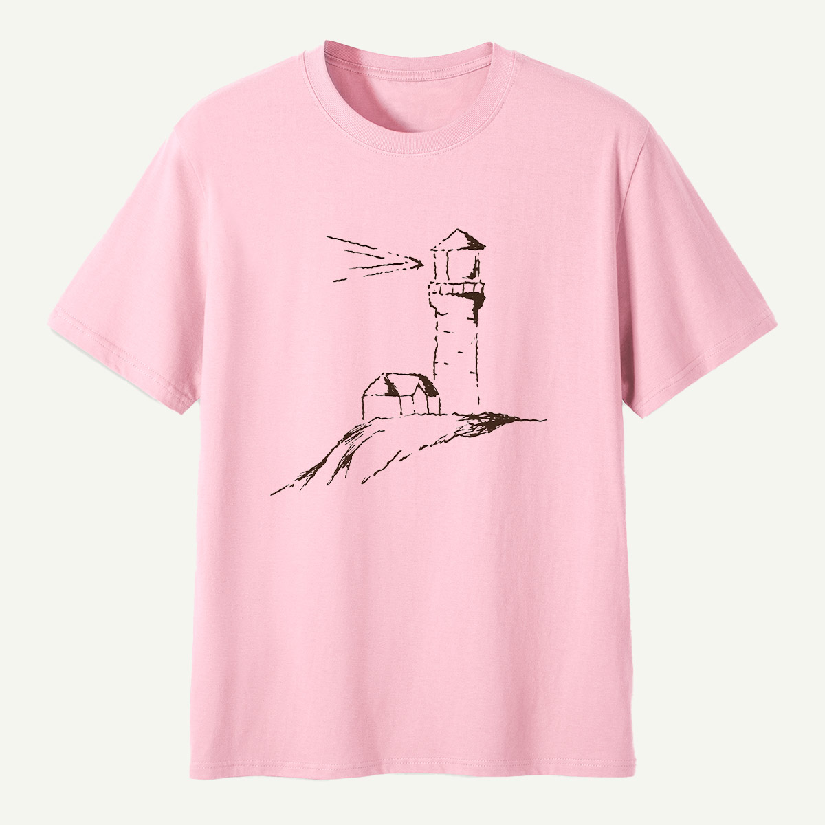 Coastal Lighthouse Minimalist Sketch T-Shirt
