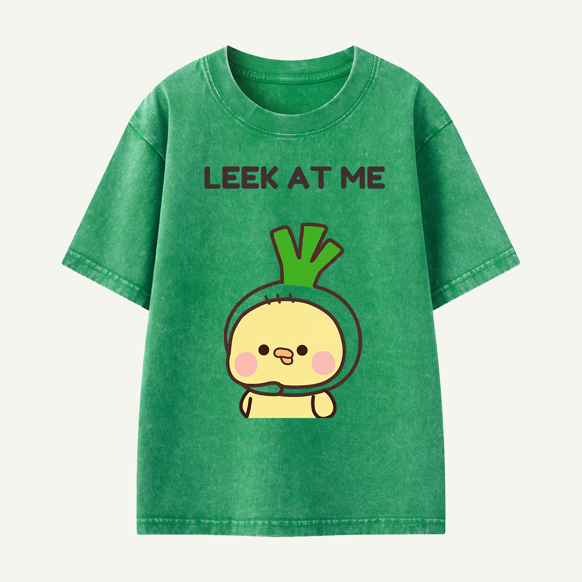 Leek at Me Veggie Pun Kids Washed T-Shirt