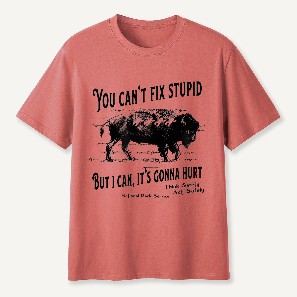 You Can’t Fix Stupid Bison Safety Warning T-Shirt