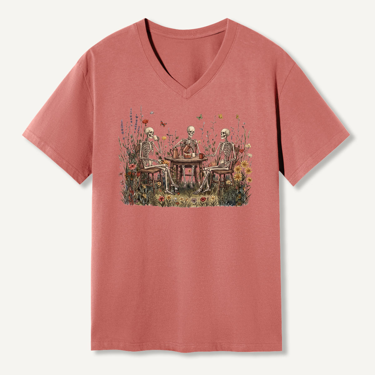 Woodland Garden Tea Party V-neck T-Shirt