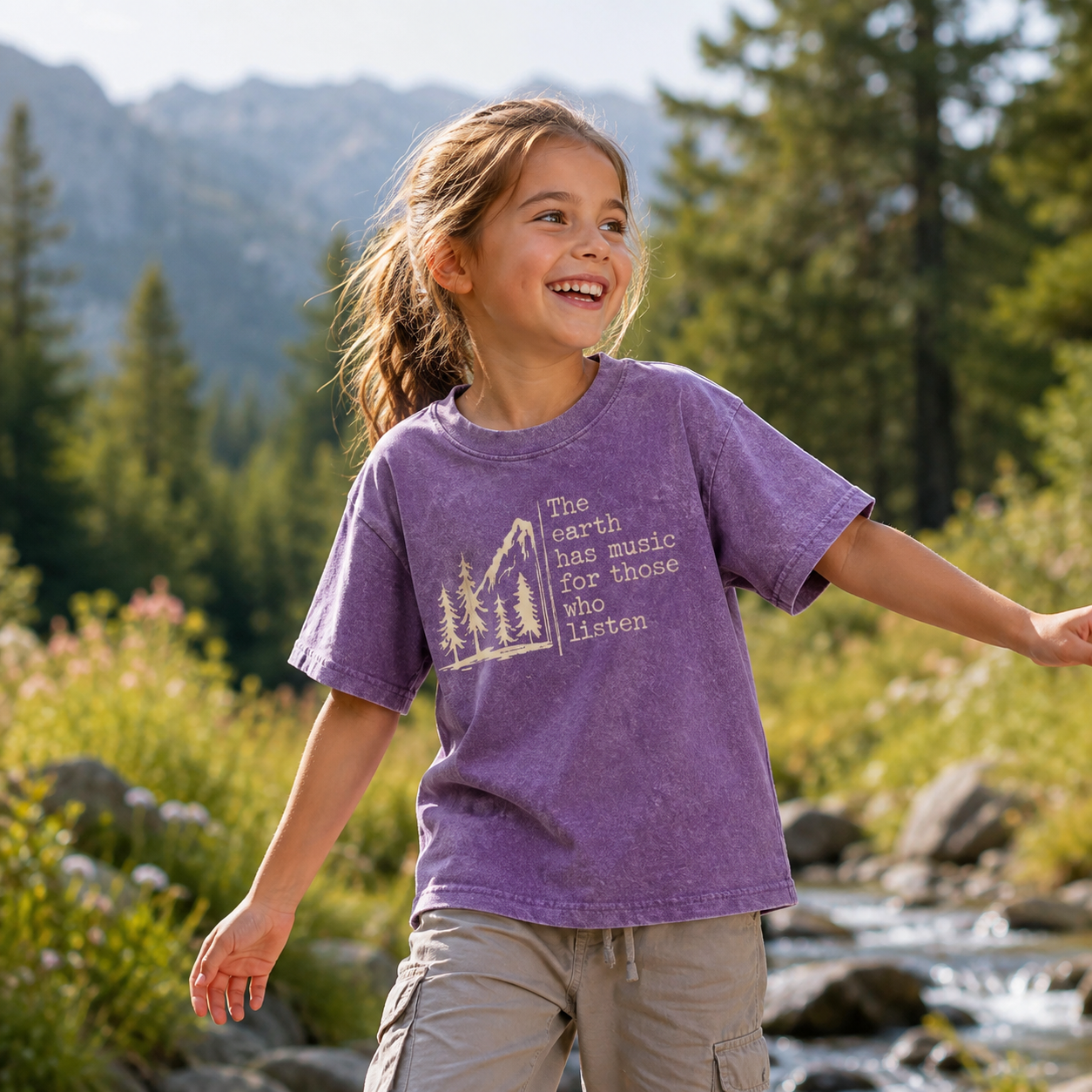 The Earth Has Music Kids Washed T-Shirt