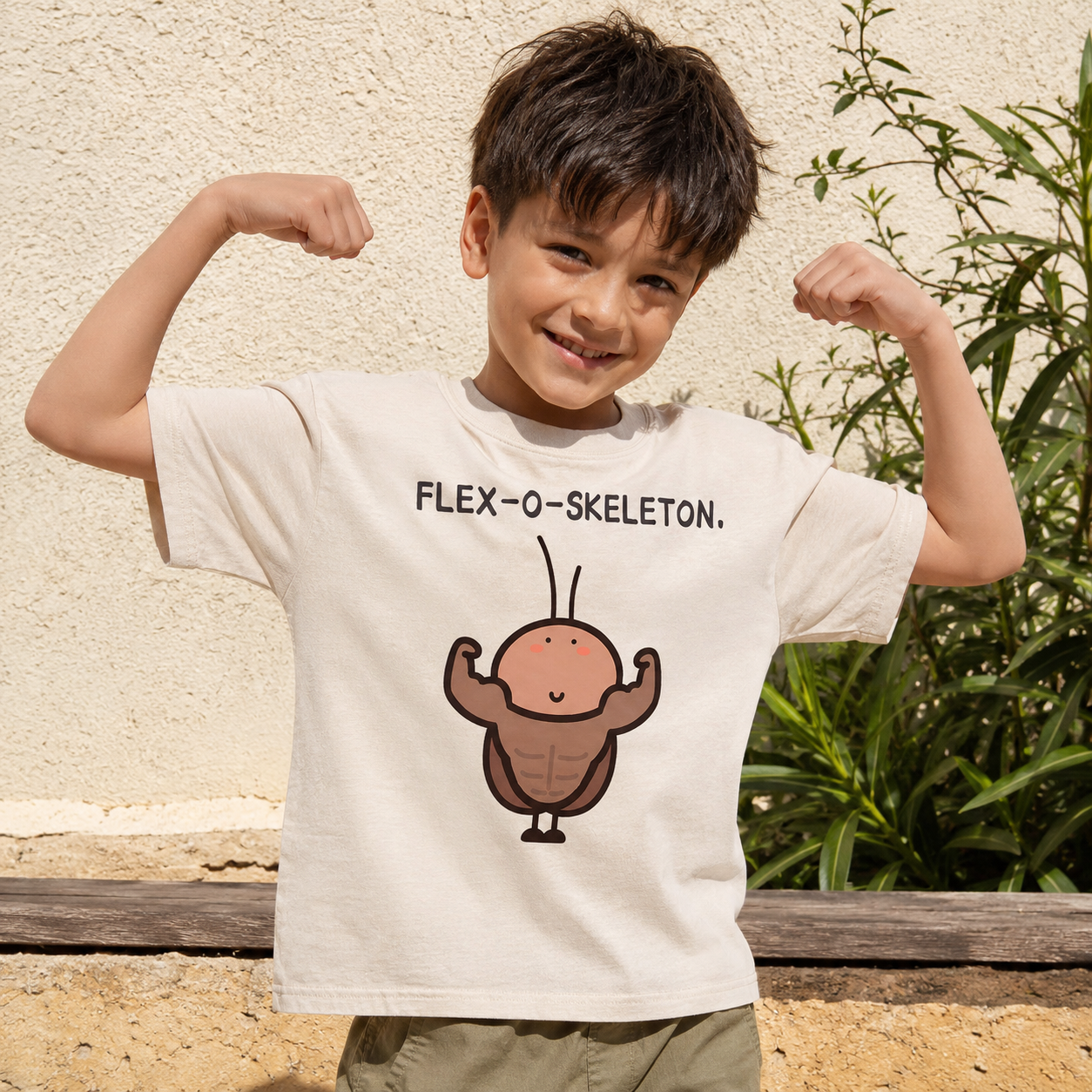 Flex-O-Skeleton Muscles Bug Kids Washed T-Shirt