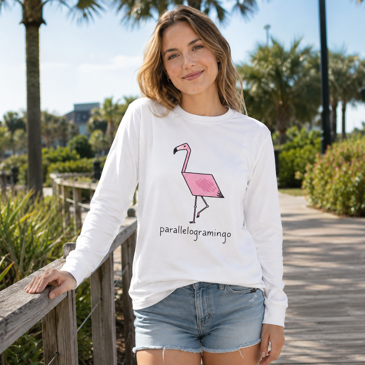 Parallelogramingo Flamingo Pun Long Sleeve T-Shirt