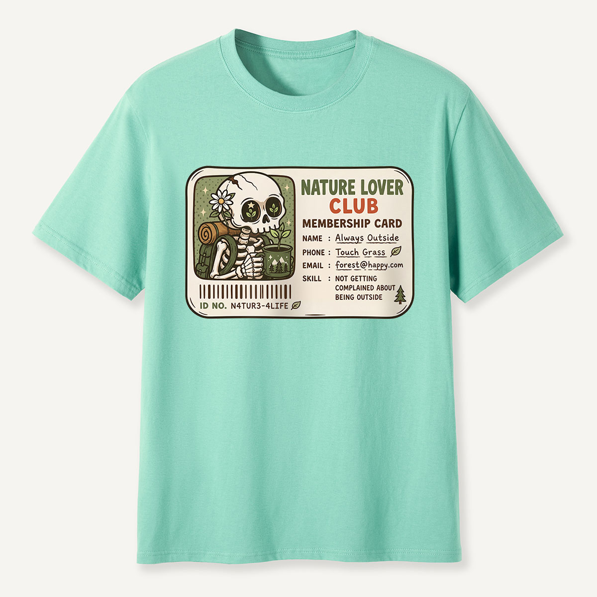 Nature Lover Club Skeleton Membership Card T-Shirt