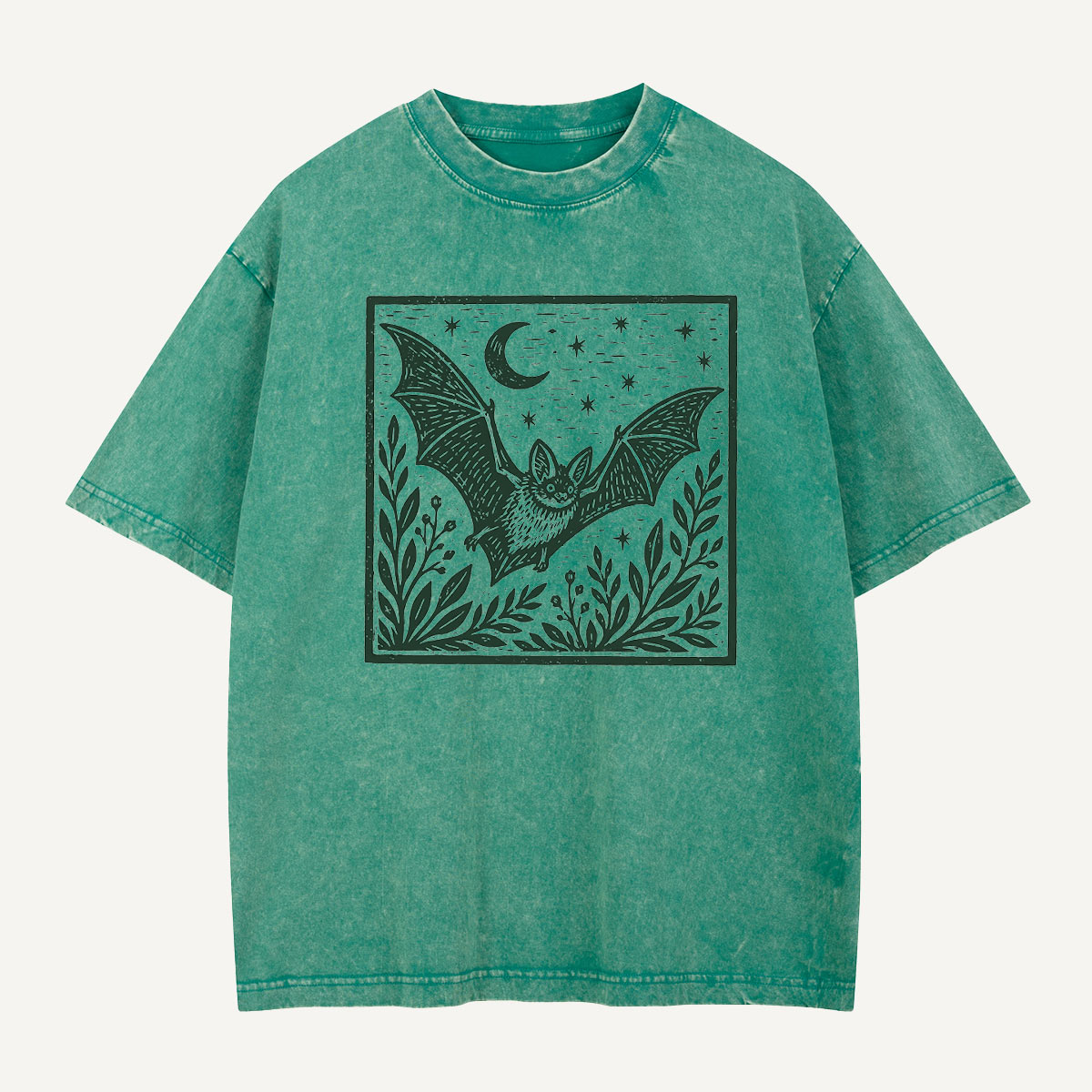 Bat Beneath the Moon Washed T-Shirt