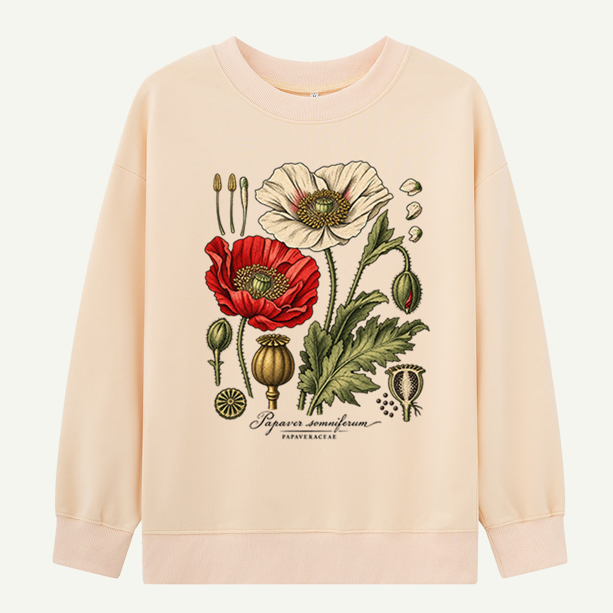 Papaver Somniferum Botanical Poppy Sweatshirts