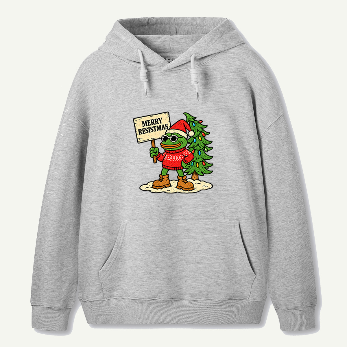 Merry Resistmas Christmas Frog Holding Resistance Sign Hoodie