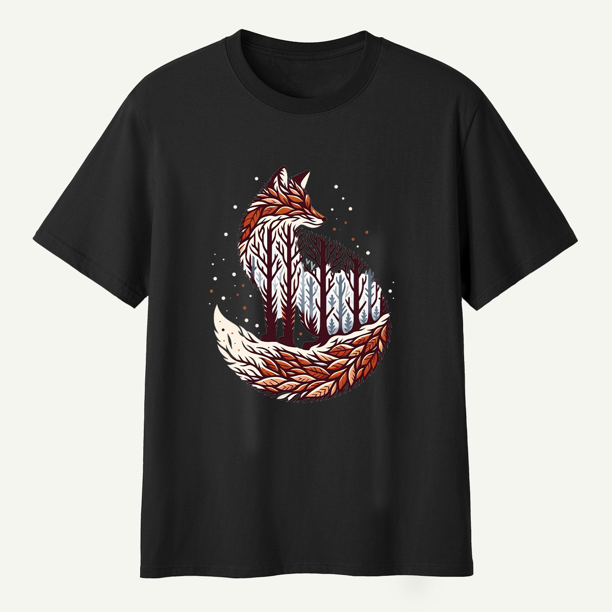 Fox Forest Double Exposure Portrait T-Shirt