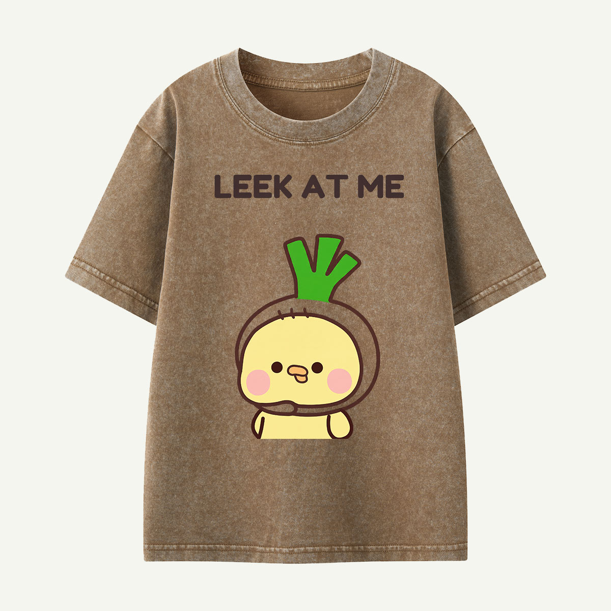 Leek at Me Veggie Pun Kids Washed T-Shirt