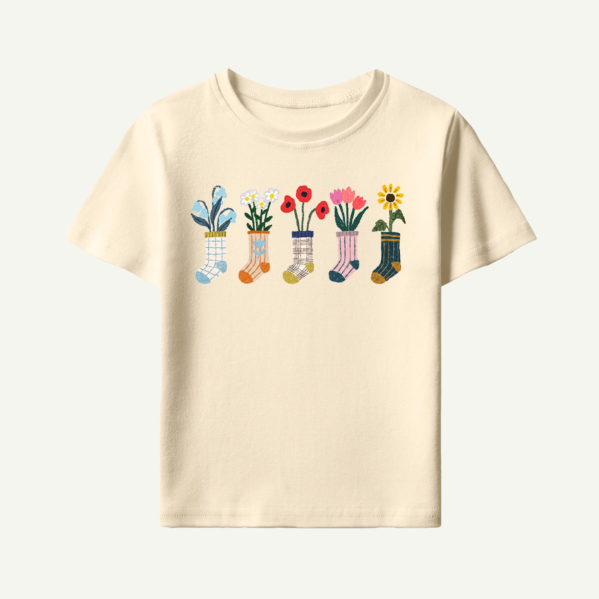Sock Flower Garden Mint Kids T-Shirt