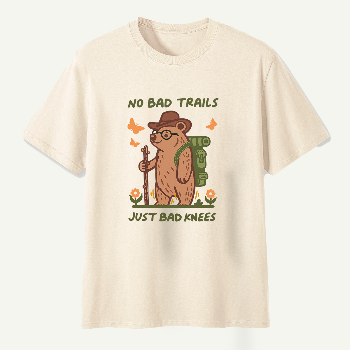 No Bad Trails Just Bad Knees Hiking Bear T-Shirt