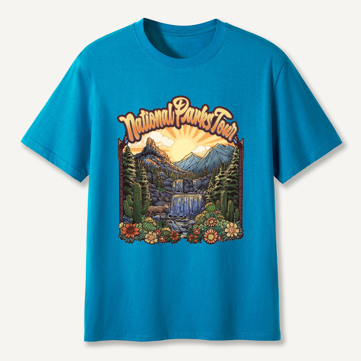 Mountain Waterfall Scenic Landscape National Parks T-Shirt