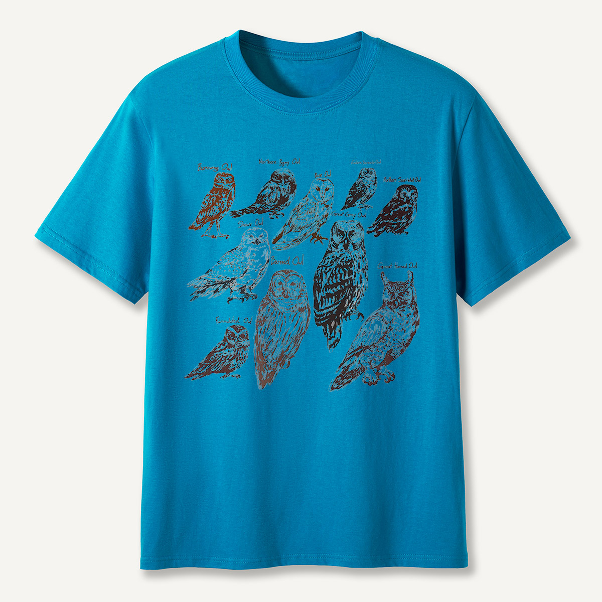 Illustrated Owl Species Nature T-Shirt