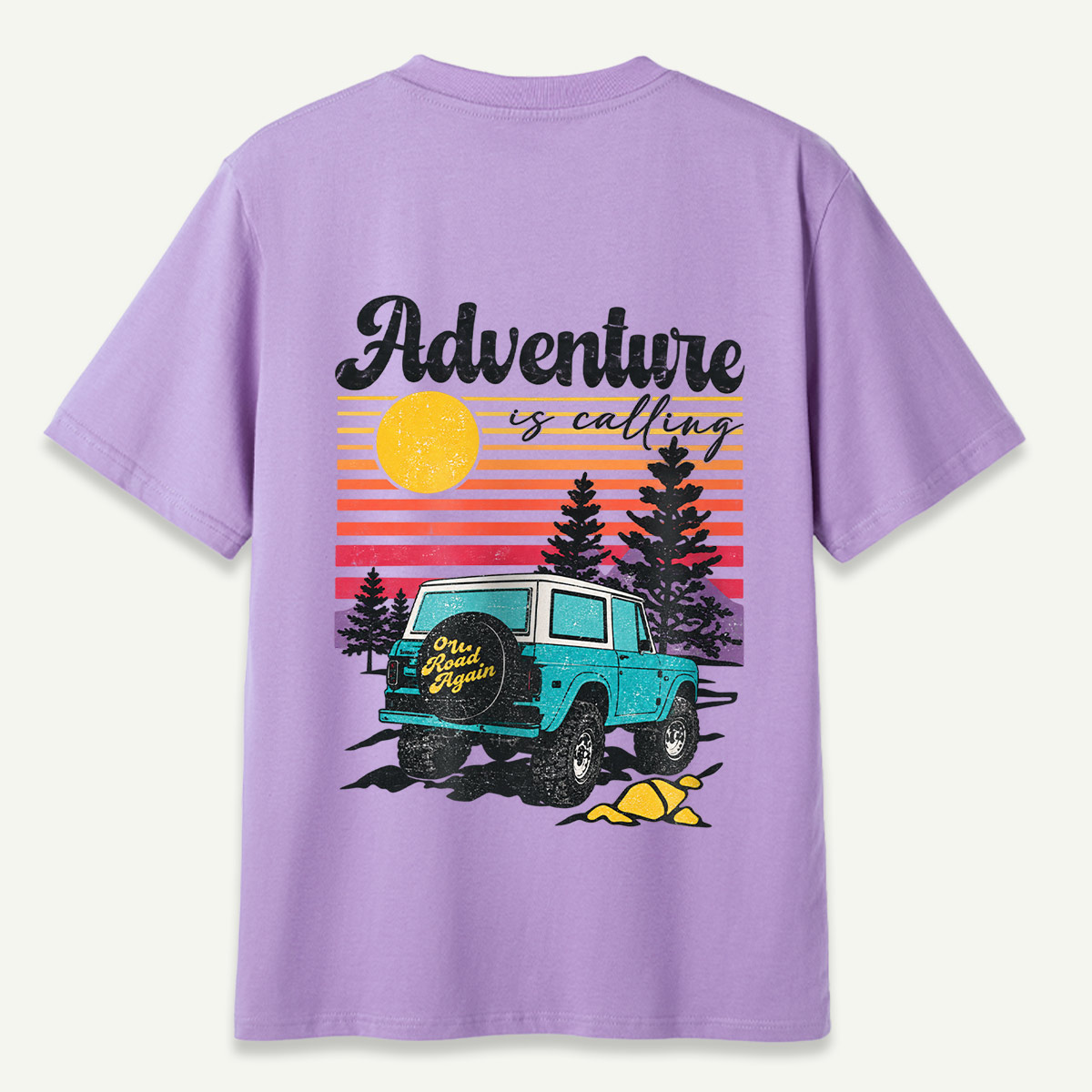 Adventure Is Calling Retro Camper Van Landscape T-Shirt