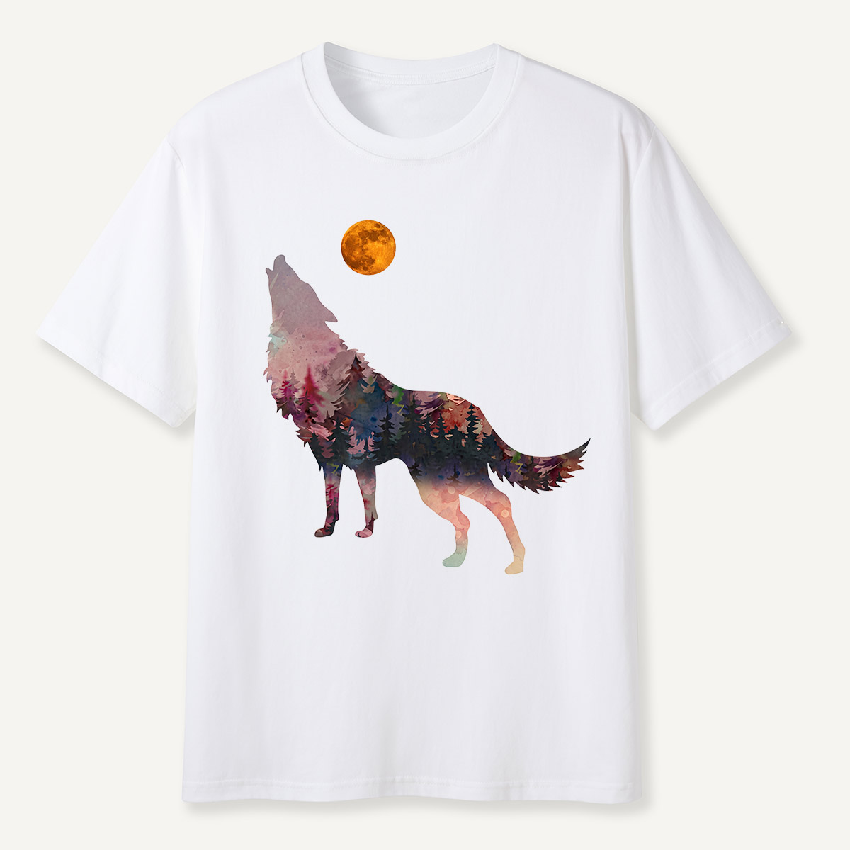 Howling Wolf Double Exposure Forest T-Shirt