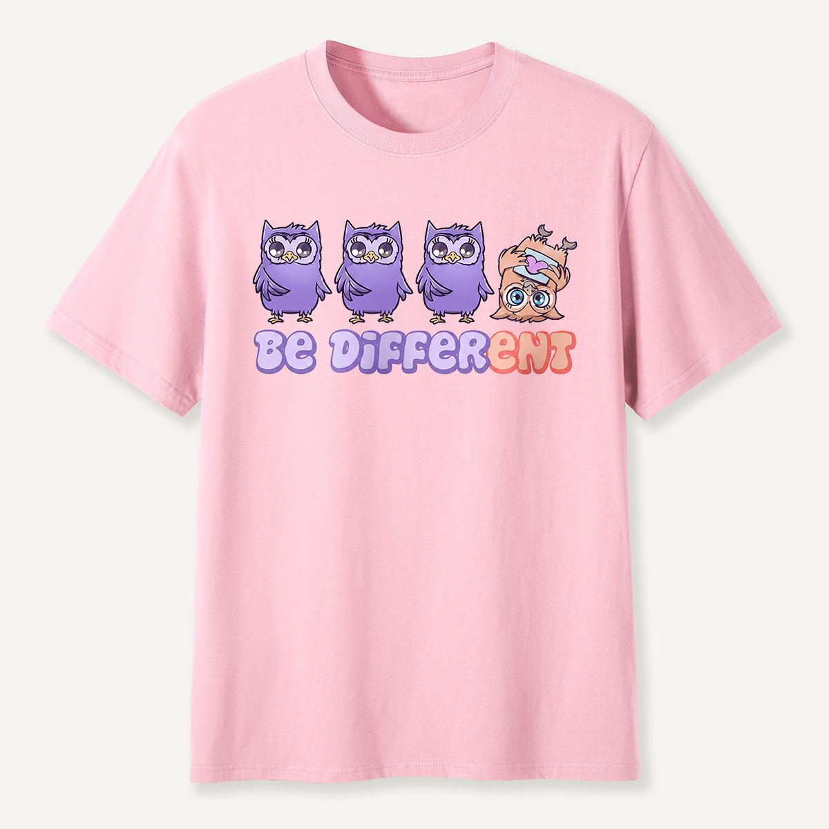 Be Different Cute Purple Owls  T-Shirt