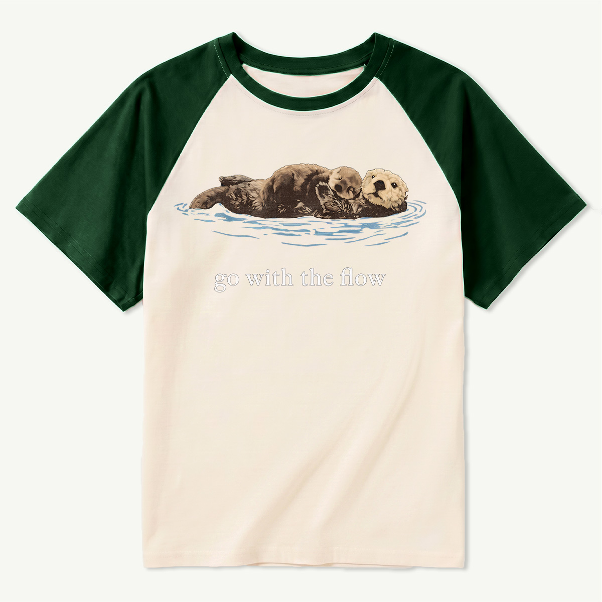 Go With The Flow Sea Otter Wildlife Nature Raglan T-Shirt