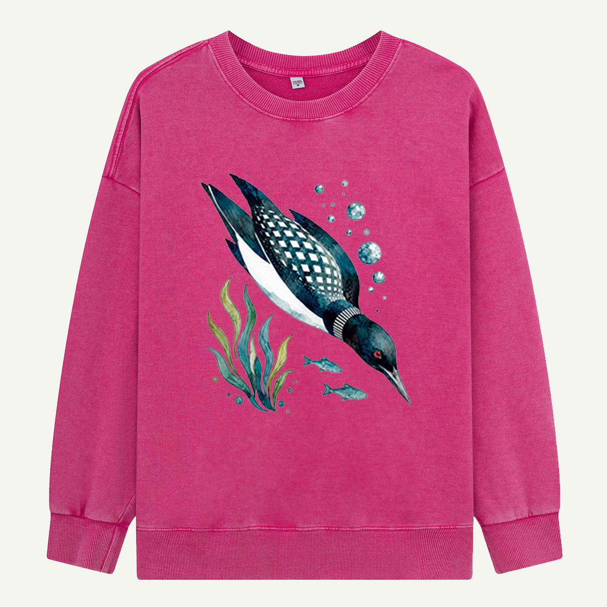 Loon Goes Fishing Washed Sweatshirts