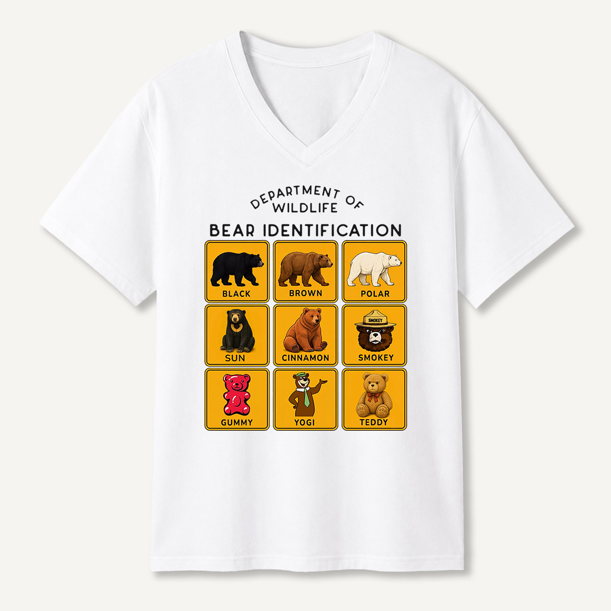 Department of Wildlife Bear Identification Gummy Bear V-neck T-Shirt