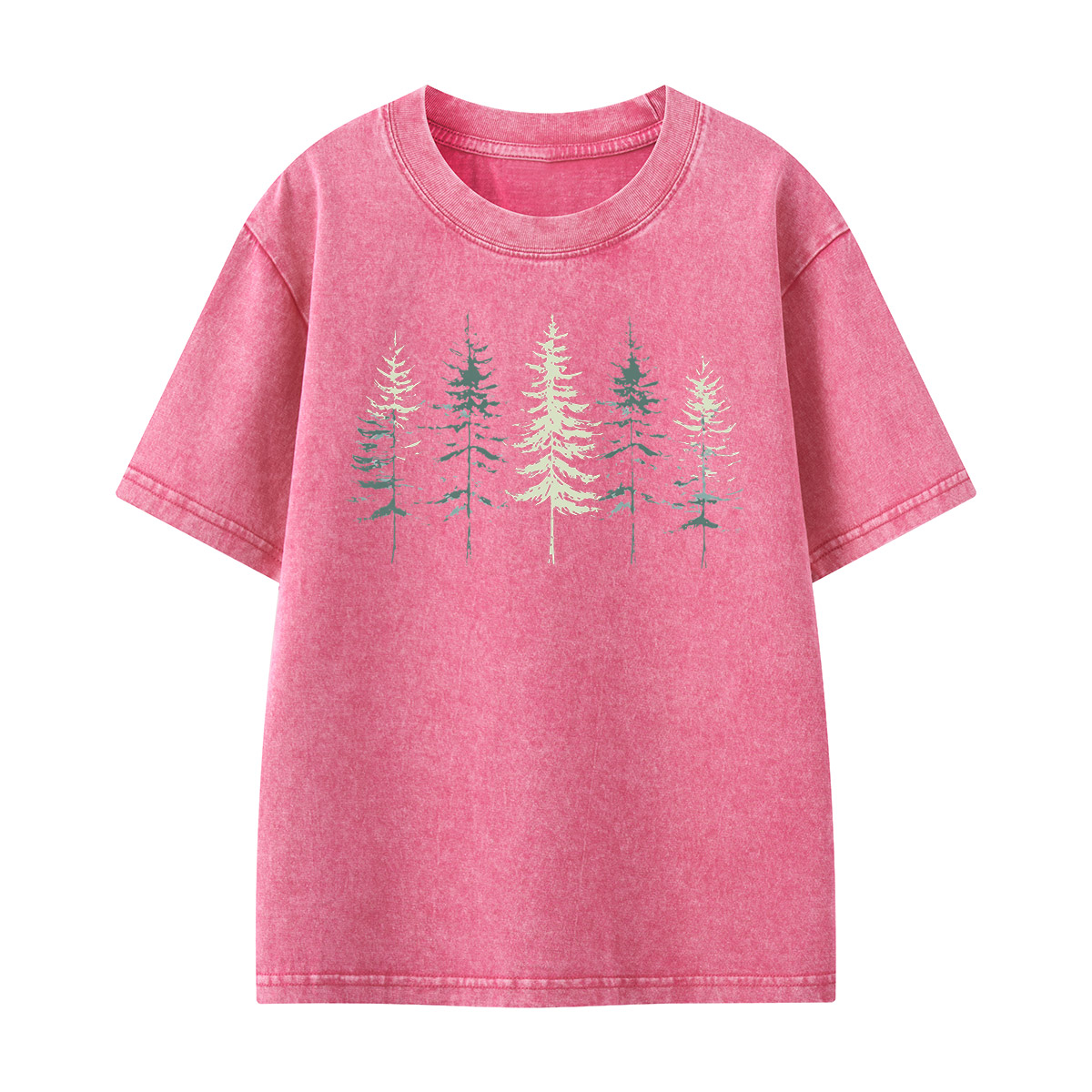 Minimal Pine Forest Silhouette Kids Washed T-Shirt