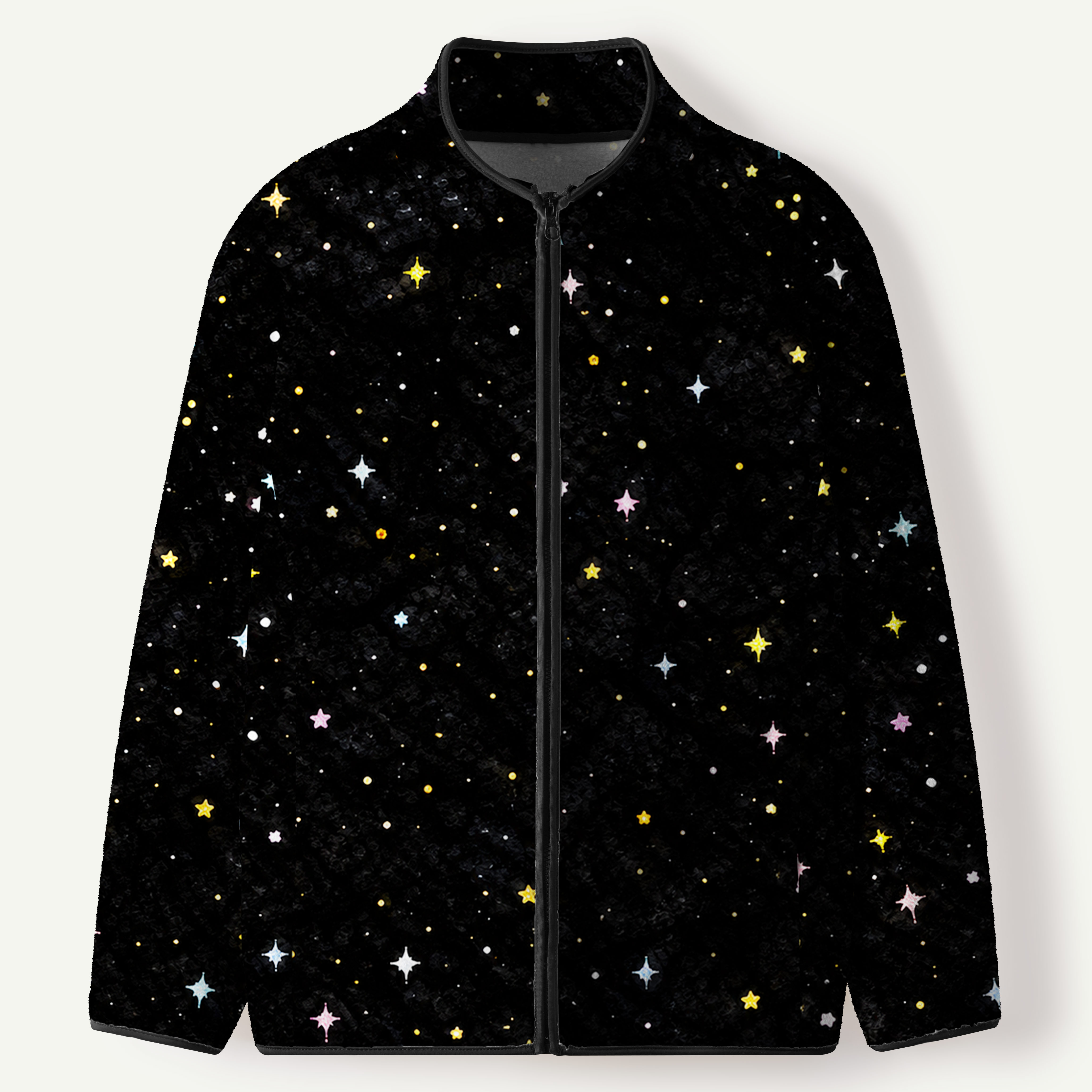 Moonlit Flower Orbs Women's Flannel Zip Front Cardigan