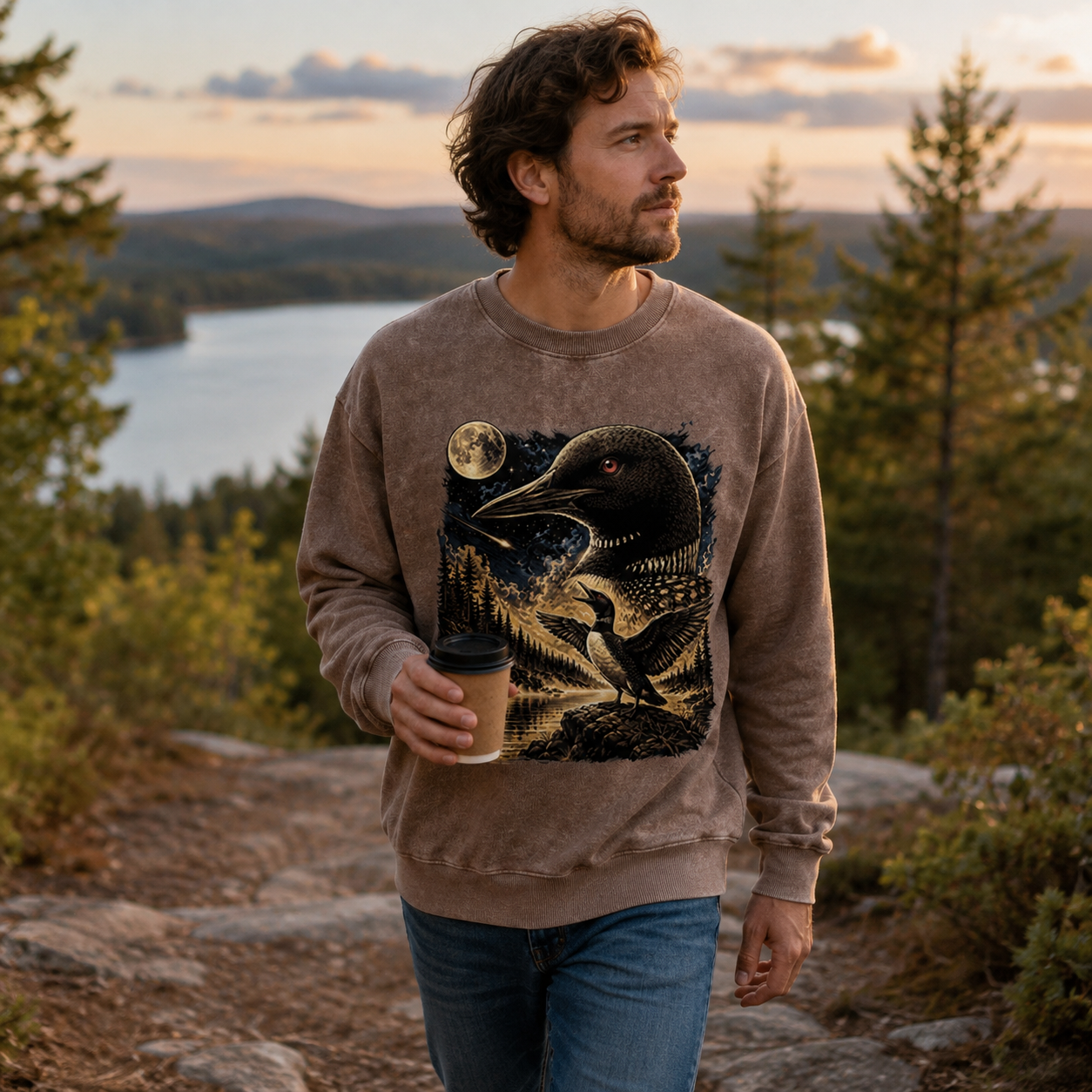 Moonlight Loon Call Washed Sweatshirts