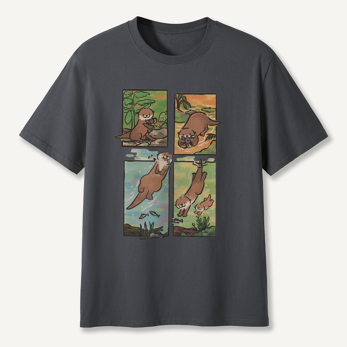 Otter Adventures Four Panel Comic T-Shirt