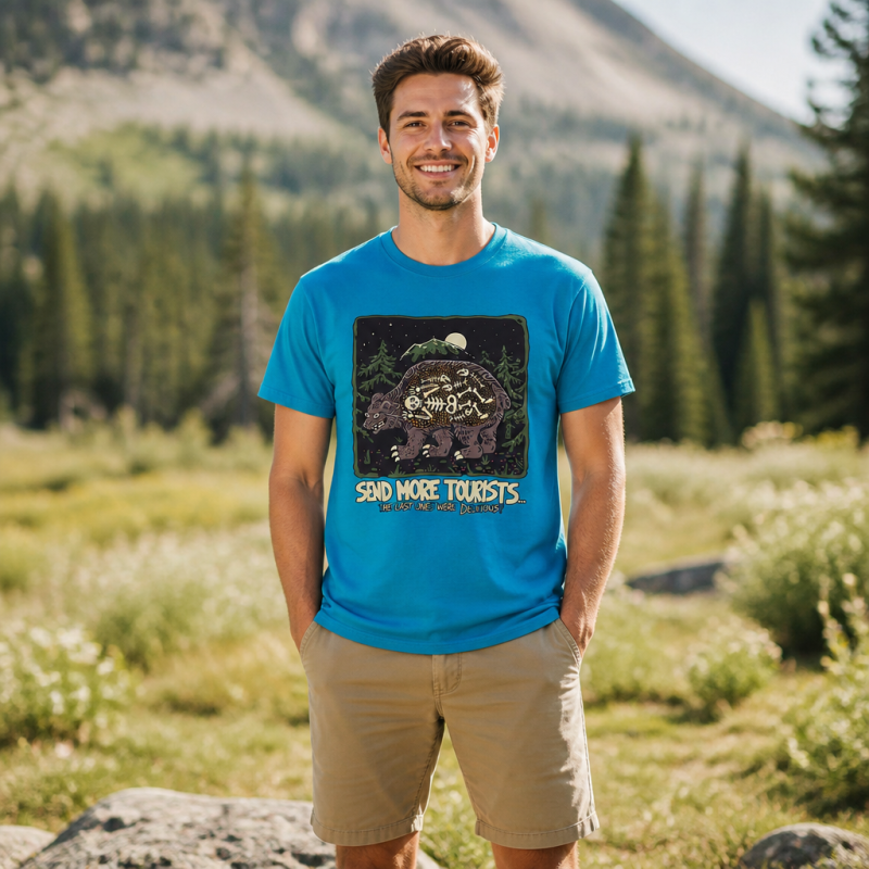 Send More Tourists Bear Skeleton T-Shirt