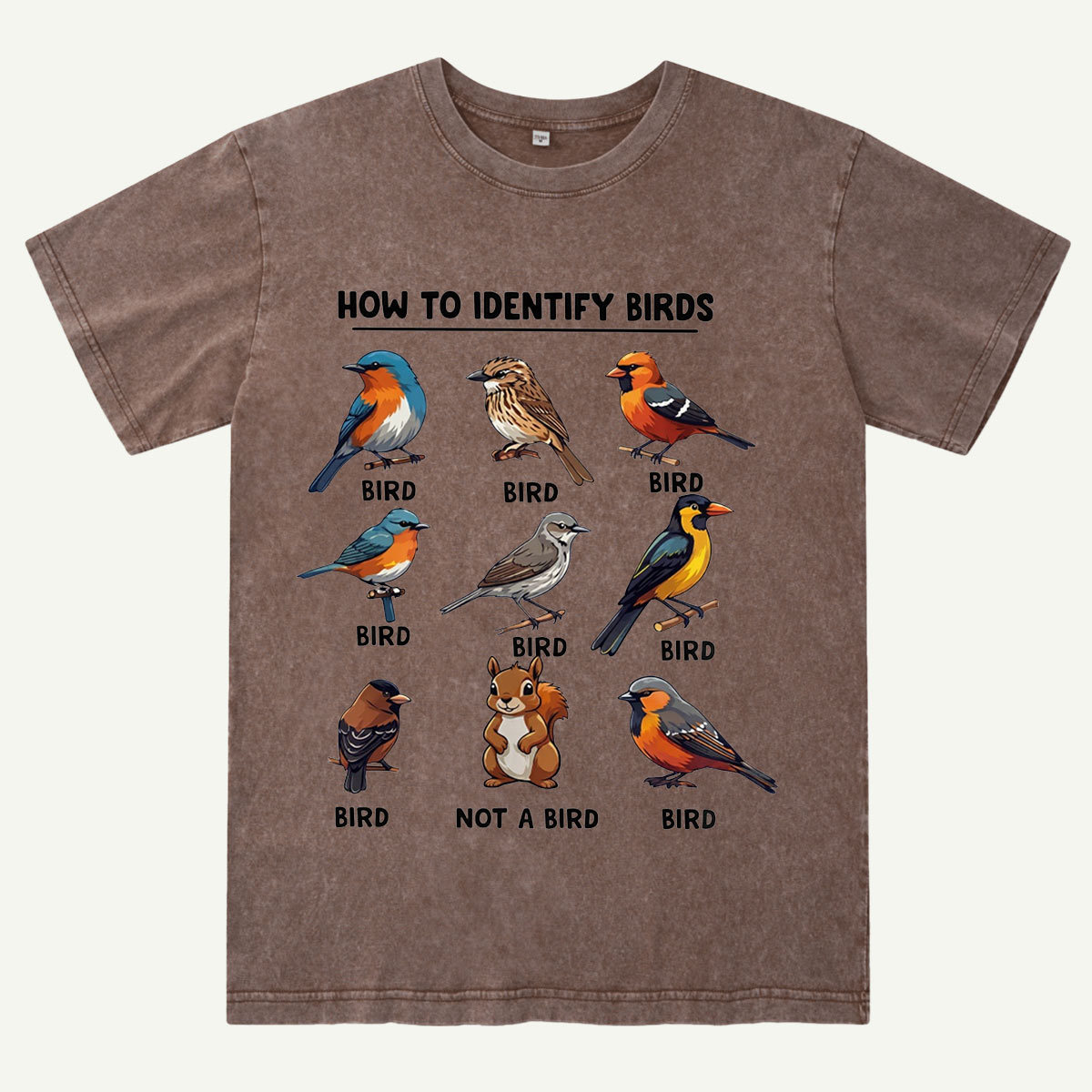 Funny Bird How to Identify Birds Washed T-Shirt