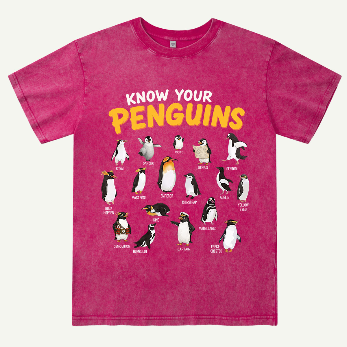 Know Your Penguins Penguin Species Washed T-Shirt