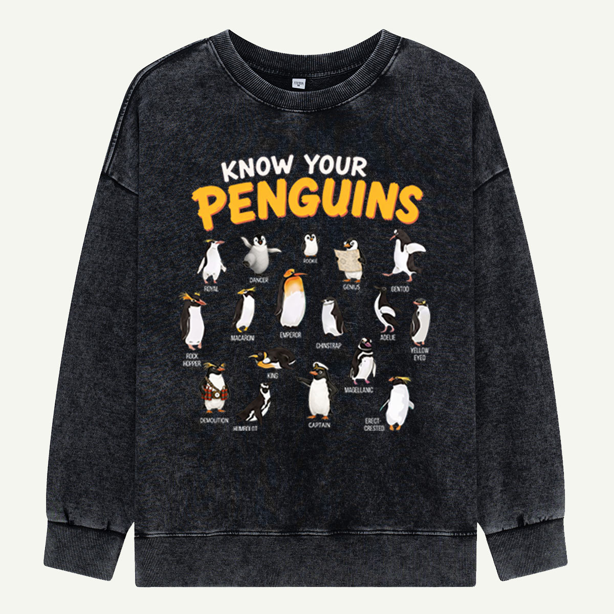 Know Your Penguins Penguin Species Washed Sweatshirts