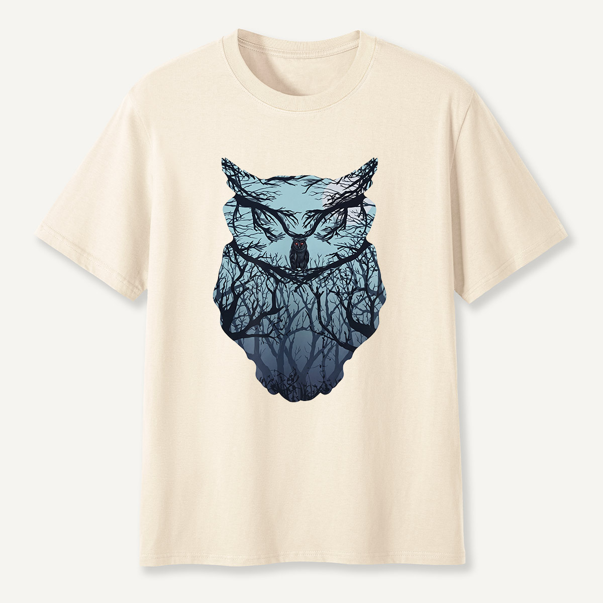 Midnight Forest Owl Double Exposure T-Shirt