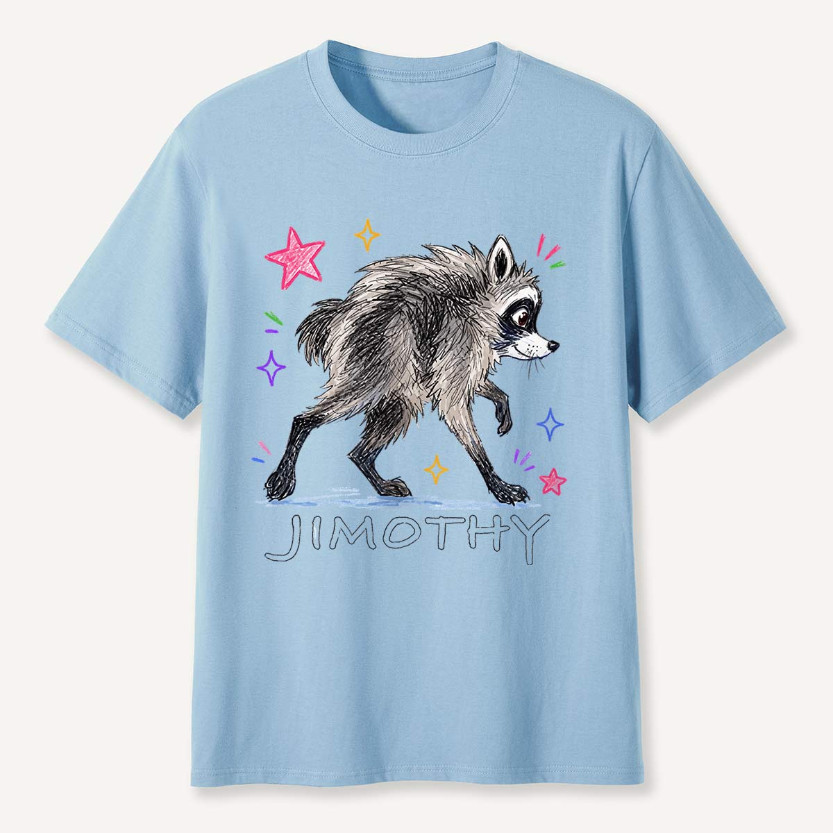 Jimothy Colorful Stars Playful Raccoon  T-Shirt