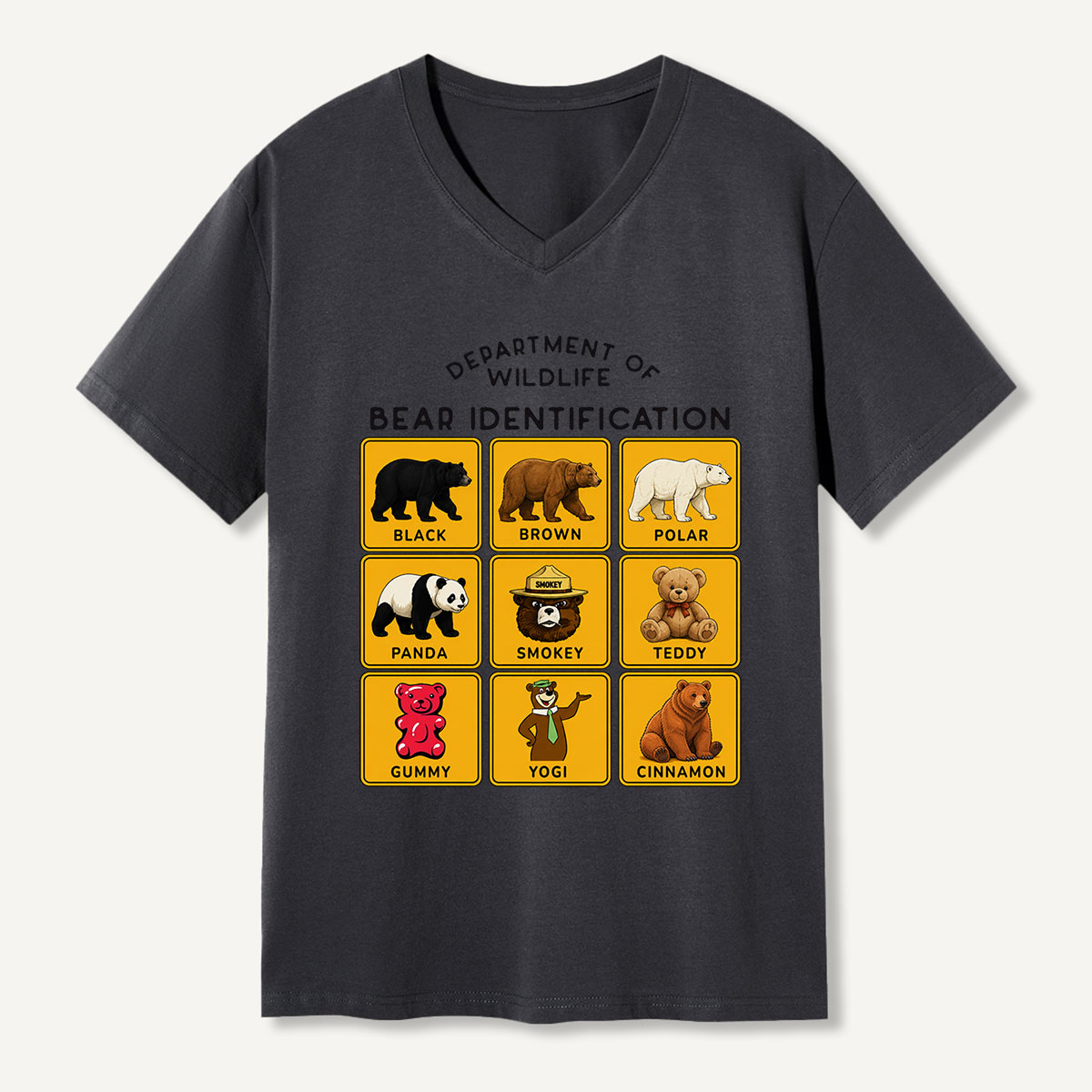 Department of Wildlife Bear Identification V-neck T-Shirt