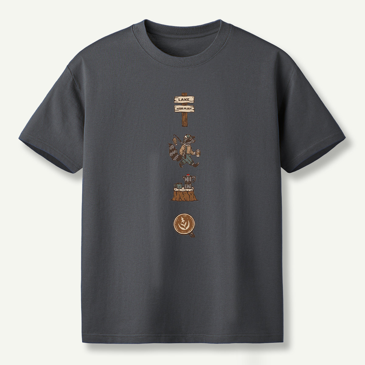 Lake Norman Raccoon Fishing And Coffee T-Shirt