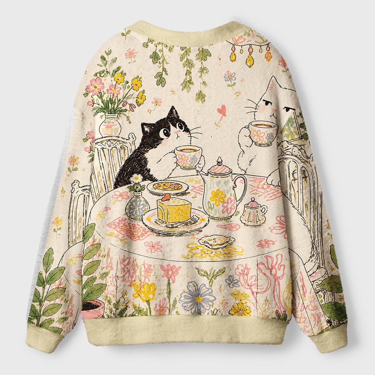 Cat Tea Party Ugly Cardigan Sweaters