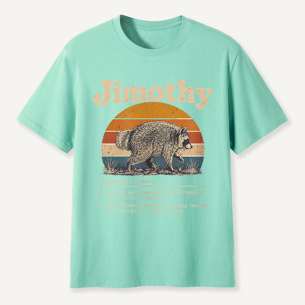 Jimothy Definition Retro Sunset Raccoon T-Shirt