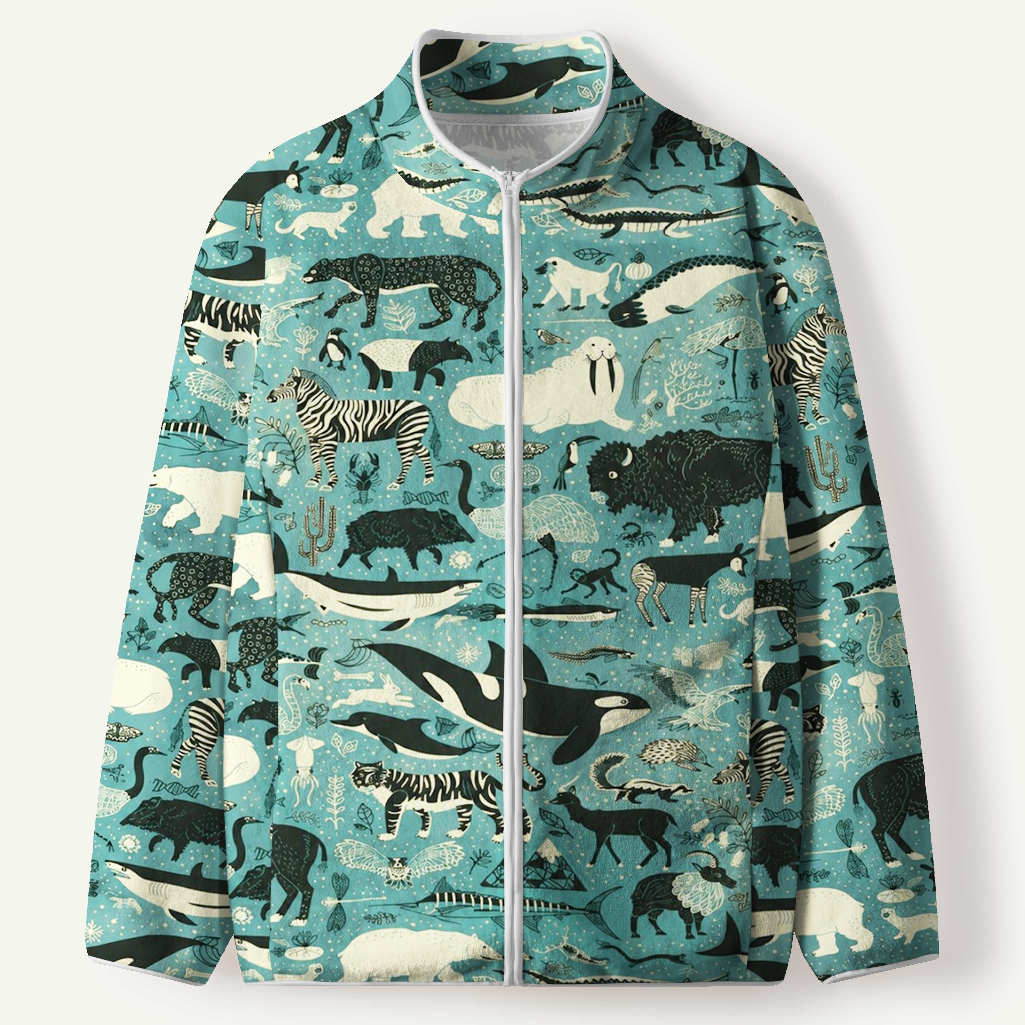 World Wildlife Animal Collection Men's Flannel Zip Front Cardigan