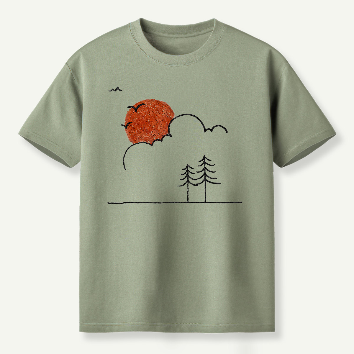 Minimal Sunset Pine Trees T-Shirt