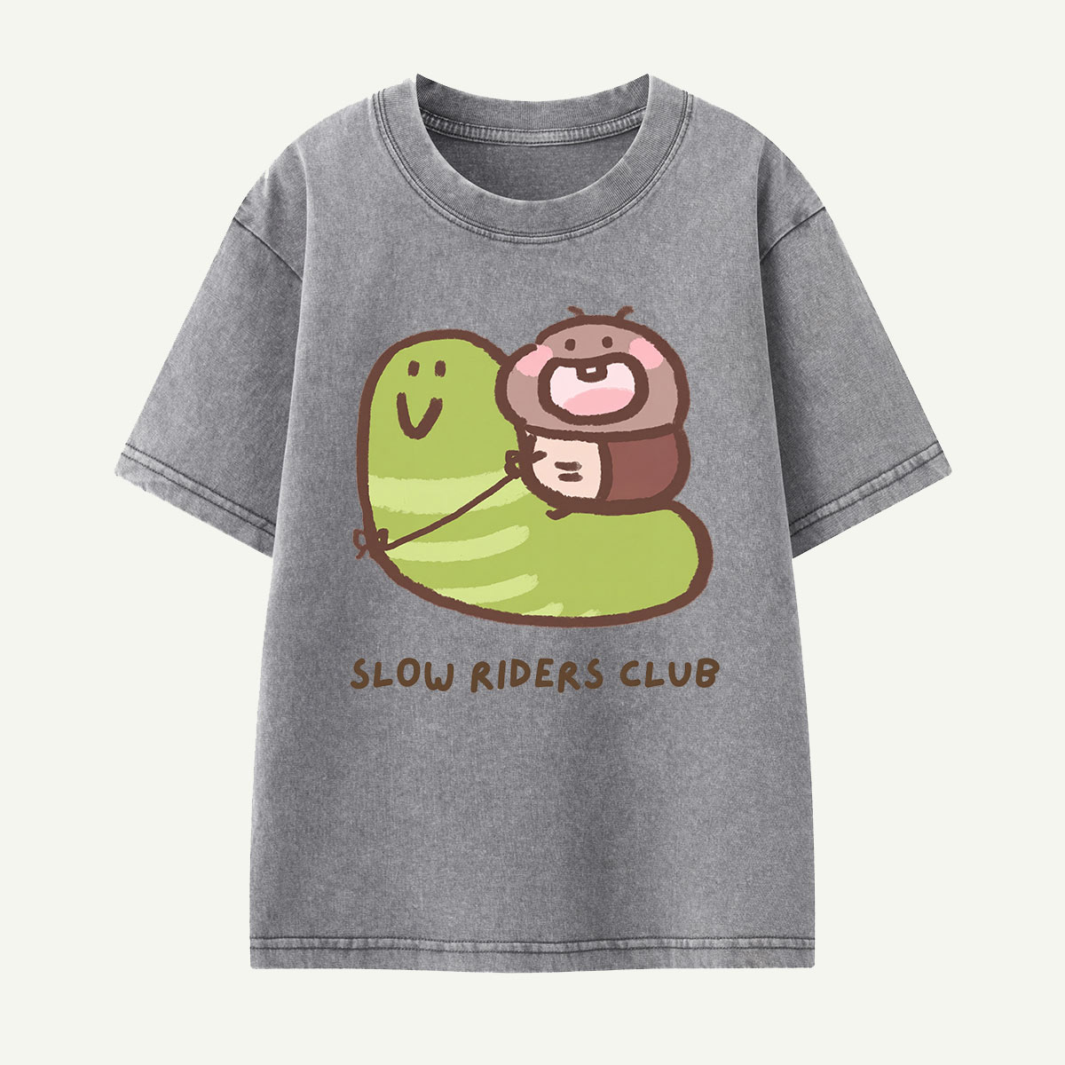 Slow Riders Club Snail Ride Kids Washed T-Shirt