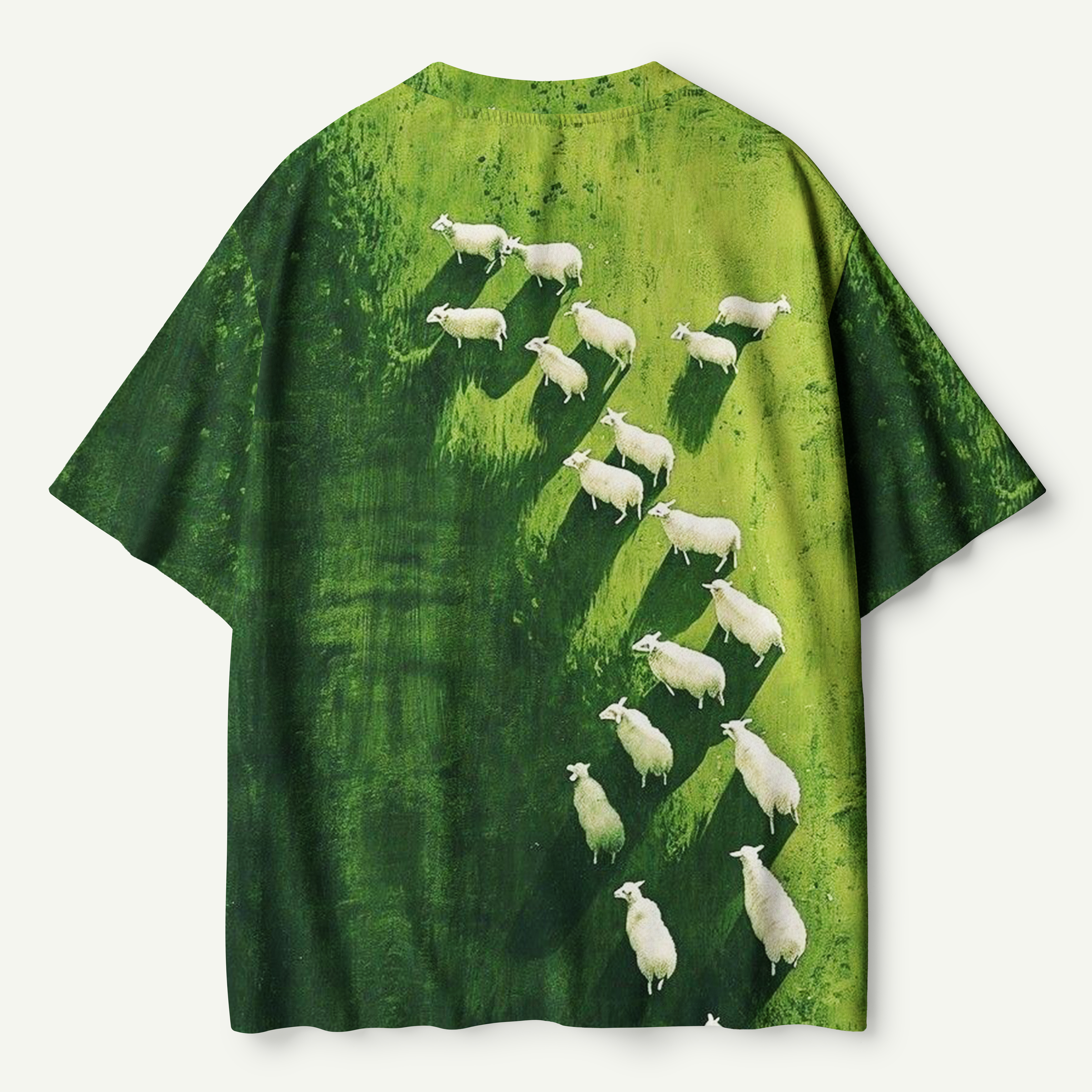 Sheep Crossing Green Hillside Premium Pure Cotton Tee