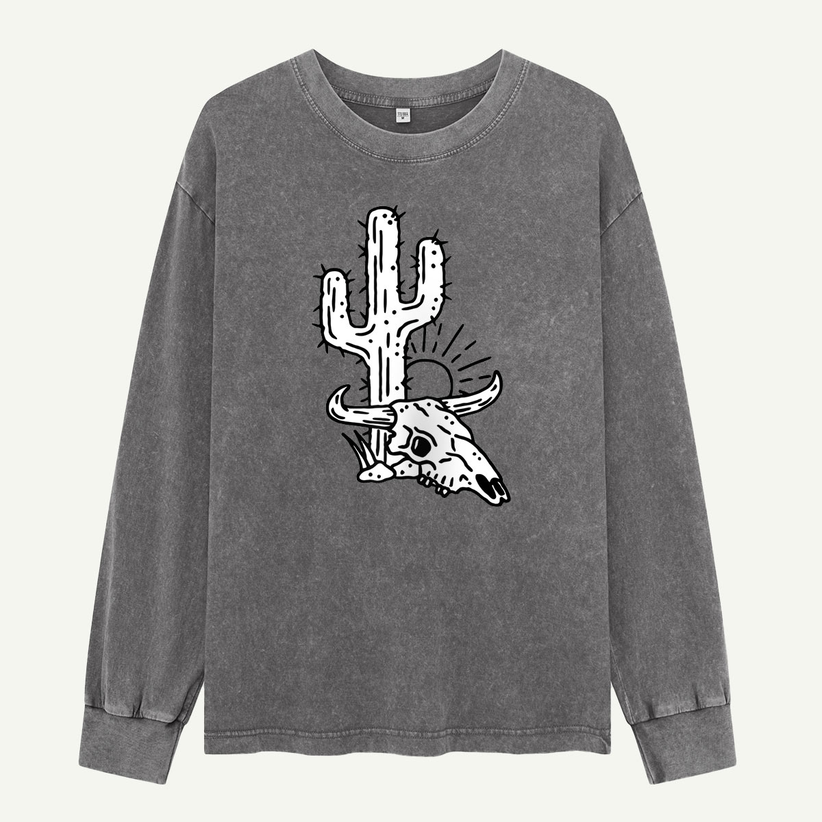 Longhorn Skull by the Cactus Washed Long Sleeves