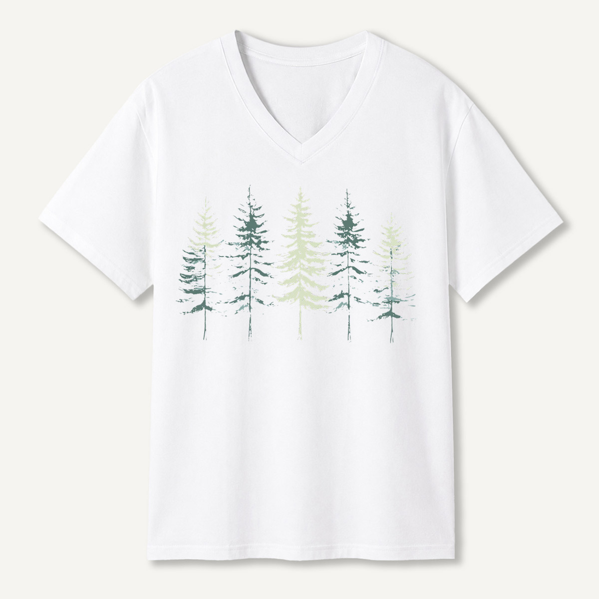 Minimal Pine Forest Silhouette V-neck T-Shirt