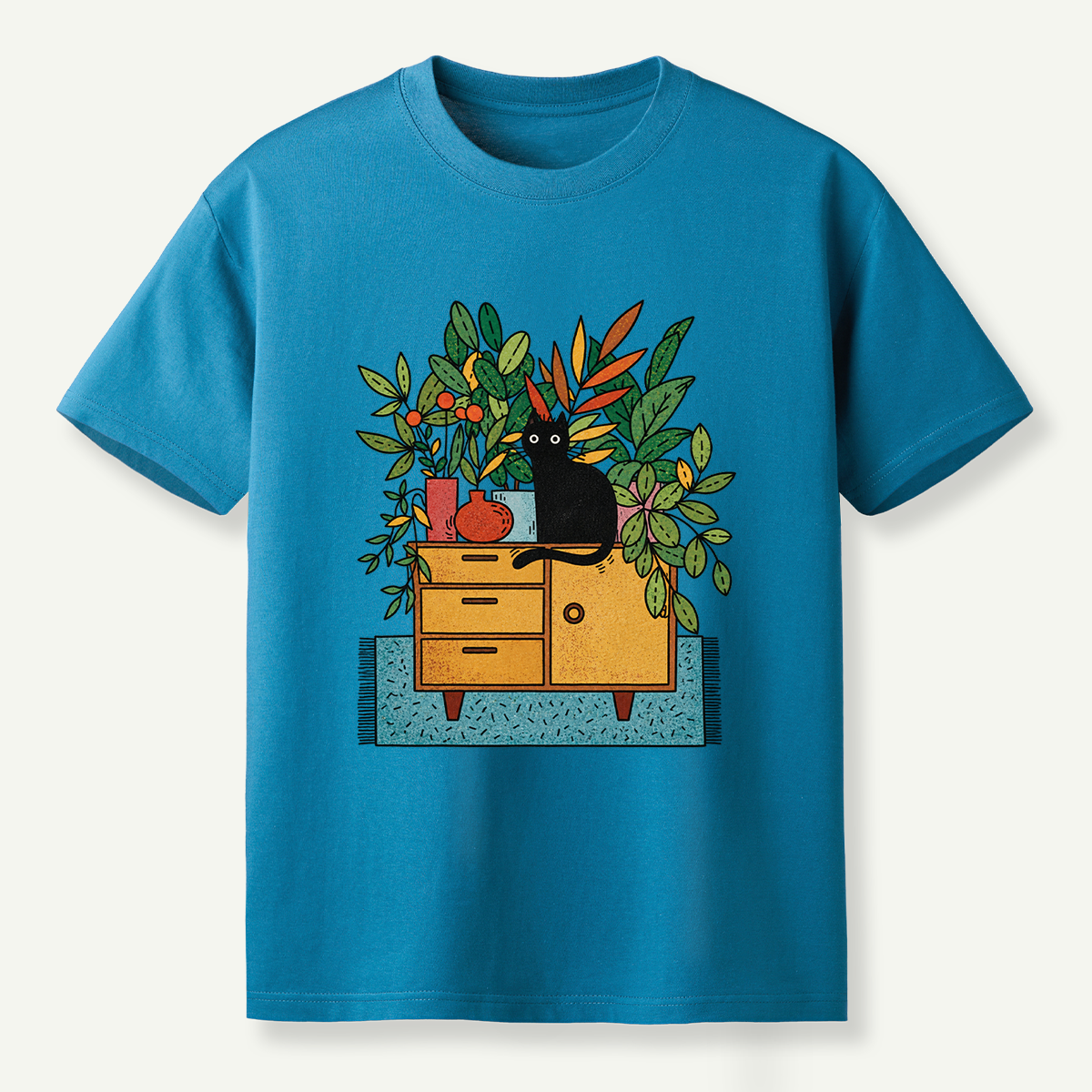 Black Cat Houseplant Cabinet Indoor Jungle T-Shirt