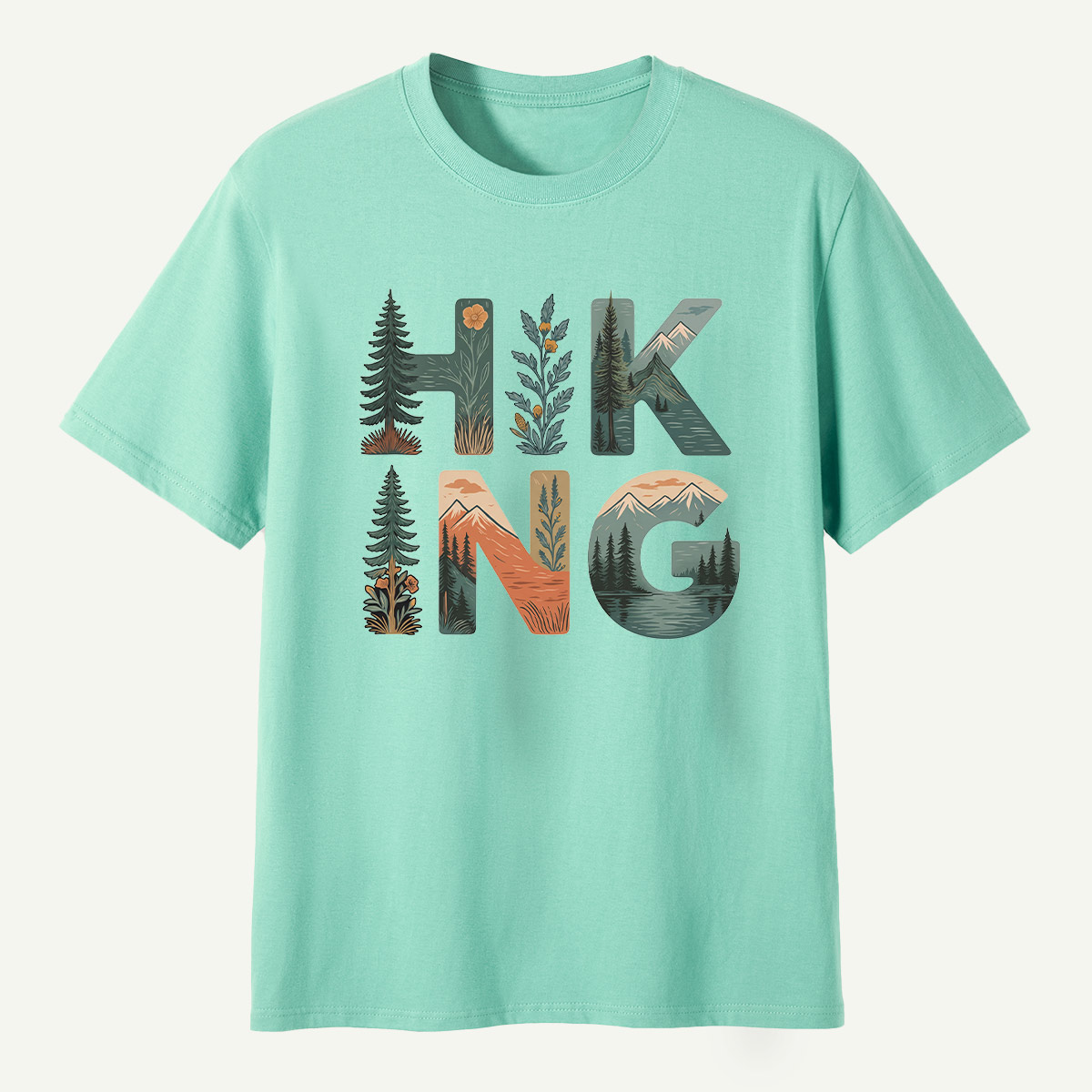 Hiking Forest Letter Art T-Shirt