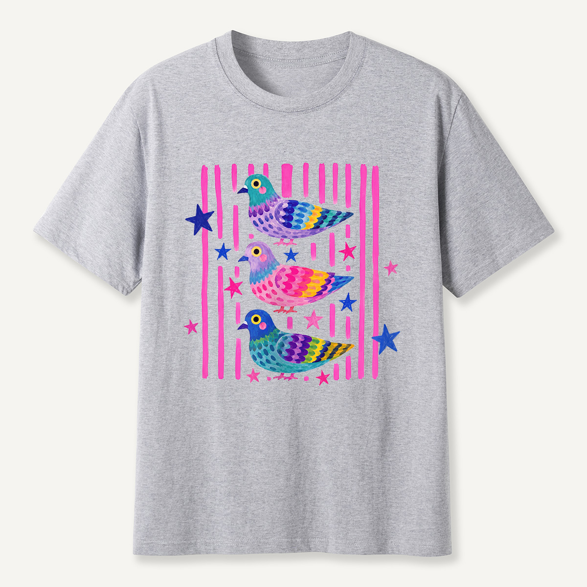 MDCTBYWY26072006 Colorful Pop Pigeon T-Shirt
