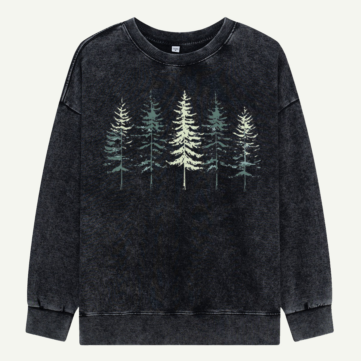 Minimal Pine Forest Silhouette Washed Sweatshirts